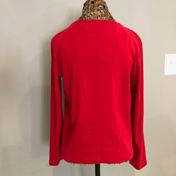 Saint John's Bay classic long sleeve red tee shirt, size M/M - Picture 3 of 5